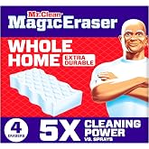 Mr. Clean Magic Eraser Sponge, All Purpose Cleaner, Cleaning Scrubber, Wall, Sneaker, Kitchen, Bathroom, Shower Cleaner, Cleaning Supplies, Melamine Sponge, Cleaning Pads, Extra Durable, 4ct