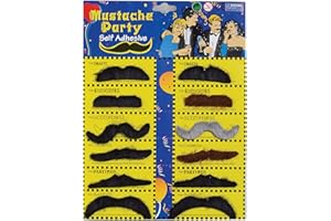 RUBIE'S Forum Novelties mens Self-Adhesive Moustaches (12 Styles) MOUSTACHE CARD 12 CD, Dark, One Size US