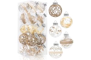 AMANDIR 20PCS Christmas Ball Ornaments 70mm/2.76" Large Clear Plastic Farmhouse Rustic Christmas Ornaments Hanging Christmas Tree Decorations Ornaments Set for Xmas Party Home Decor
