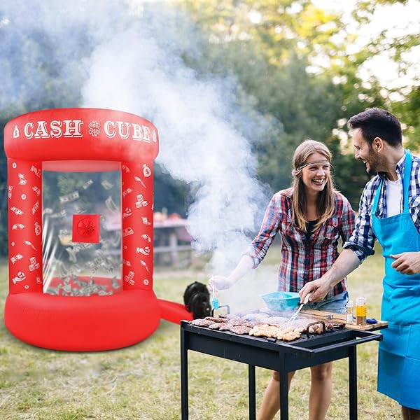 SILIPULL 5 FT INFLATABLE CASH CUBE BOOTH INFLATABLE MONEY MACHINE BOOTH MONEY BLOWER MACHINE CASH GRAB FOR ADULTS GAME ACTIVITY EVENTS (NO BLOWER INCLUDED)(RED)