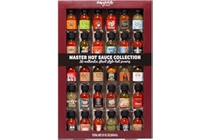 Thoughtfully Gifts, Master Hot Sauce Collection Gift Set, Flavors Include Garlic Herb, Cayenne Bacon, Apple Whiskey, Mango Ha