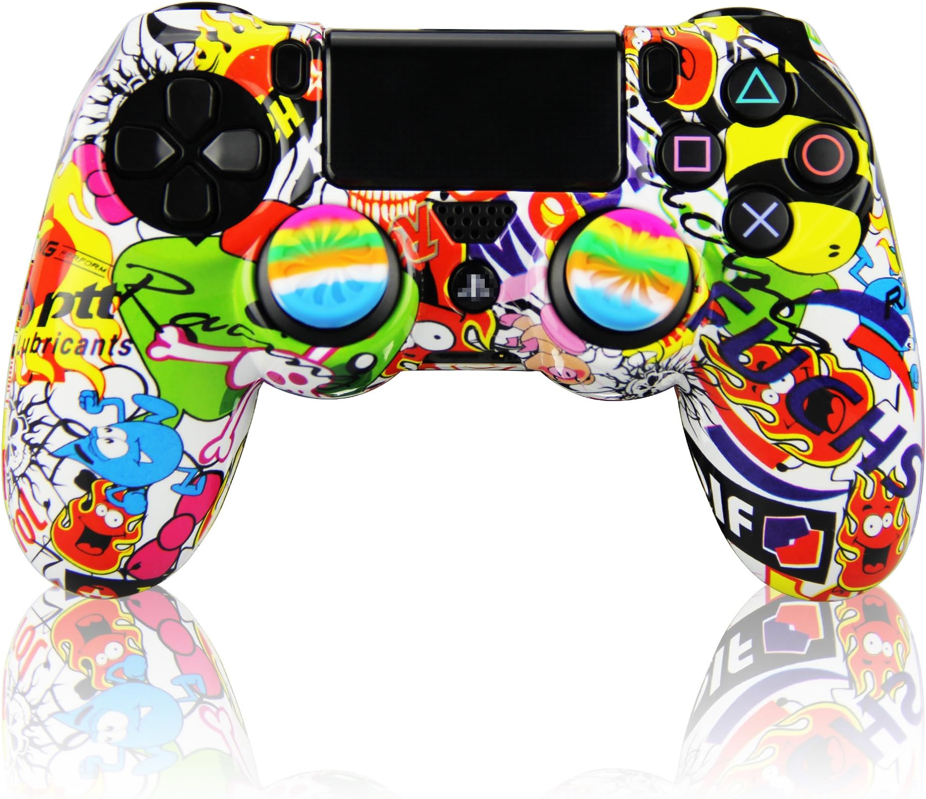 Customized Anti-Slip Controller Cover with 2pcs Thumbstick Caps, Protective Hard Skin Shell Compatible with Sony Playstation 4 PS4 PS4 Pro/Slim Wireless Controller (Color)