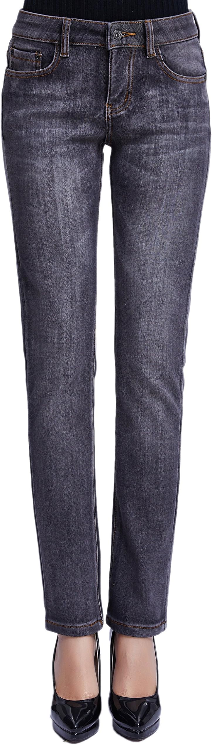 Camii Mia Women's Thermal Winter Stretch Skinny Fleece Lined Jeans Slim Fit Jeggings