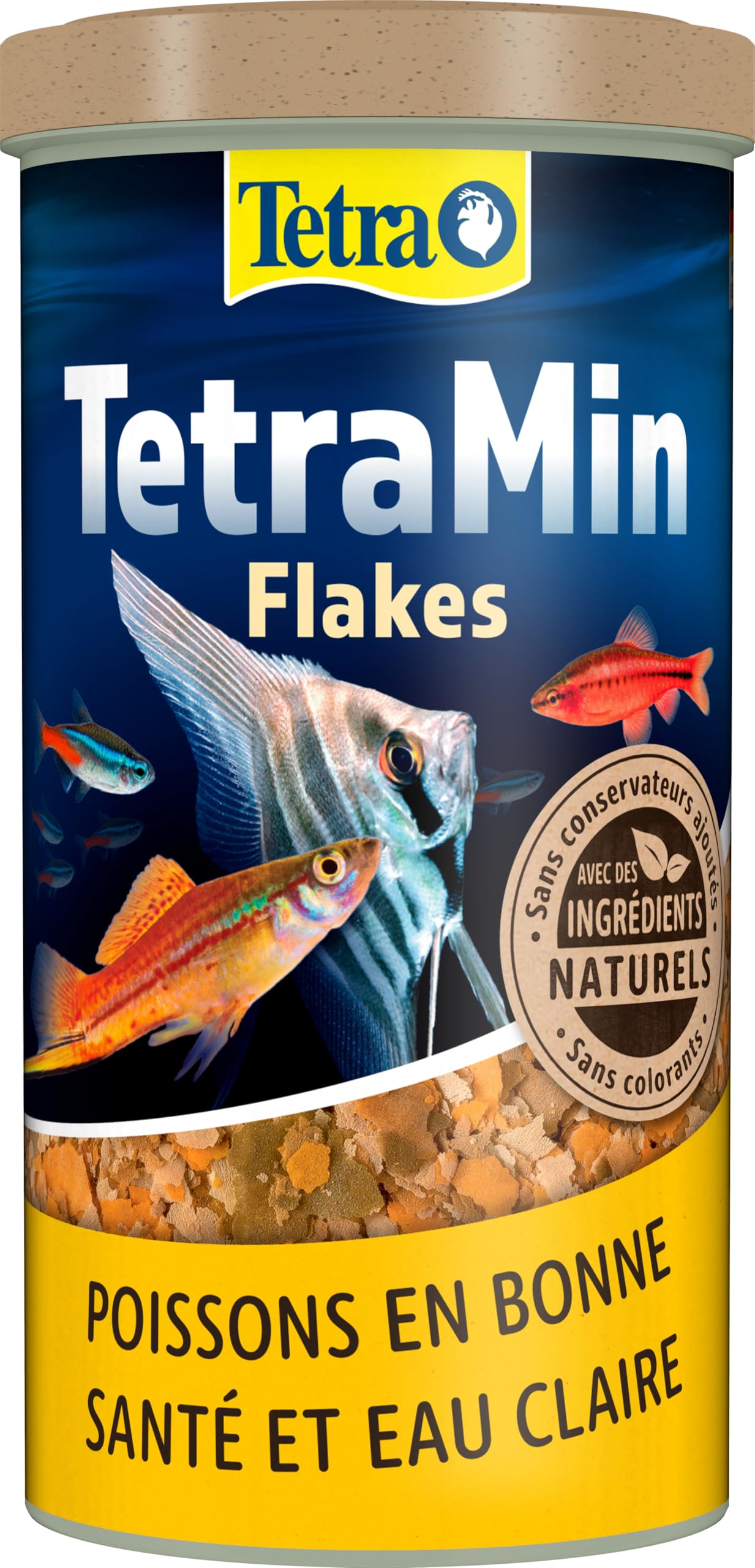 TetraMin Flakes - Balanced Fish Food in Flake Form for Larger Ornamental Fish, Clear Water, 1L Can