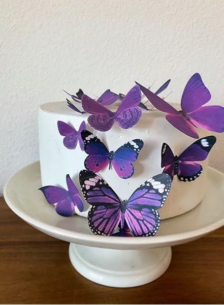 Cakeshop 12 X Pre Cut Purple Edible Butterfly Cake Toppers Amazon
