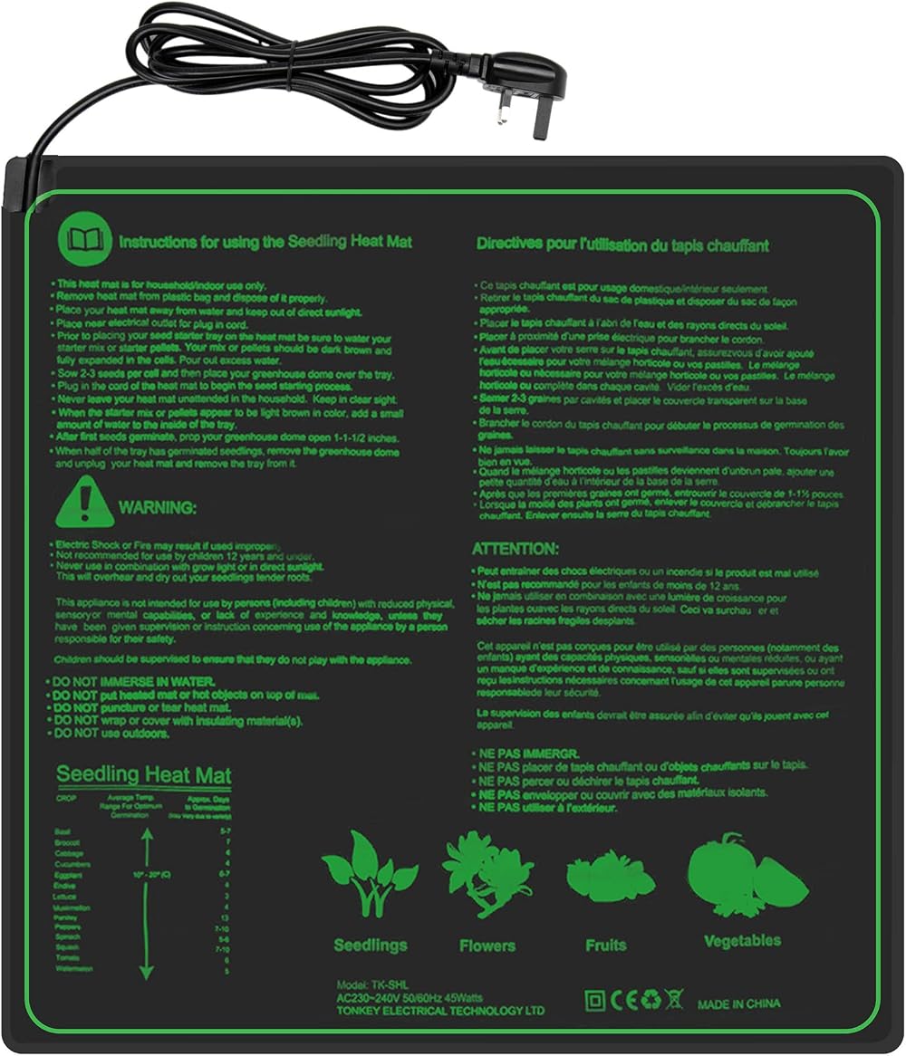 Hyindoor 20"x20" Seedling Heat Mat Waterproof Heating Pad for Germination