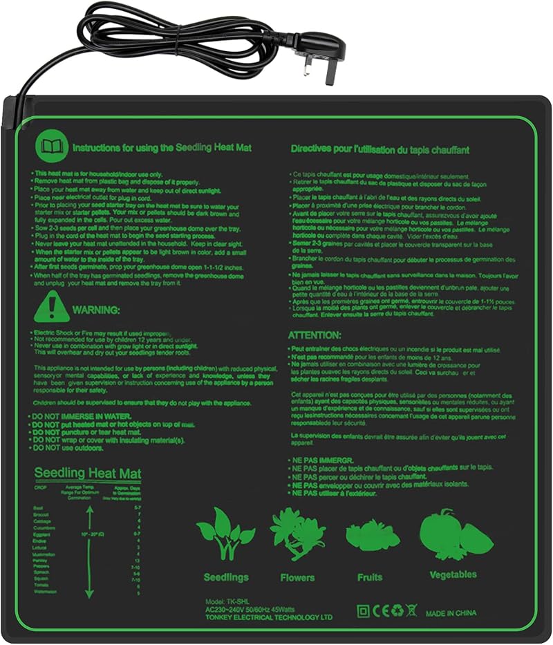 Hyindoor 20"x20" Seedling Heat Mat Waterproof Heating Pad for Germination
