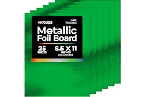 Hygloss Metallic Cardstock Sheets – 25 Shiny Green Sheets, 8.5” x 11” - Sturdy 10 pt. – Metallic Foil Board Paper for Crafts, Scrapbooking, Posters & Decorations