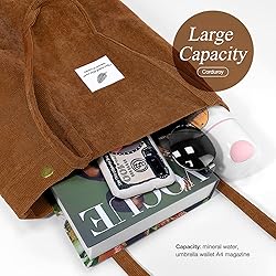 Women Corduroy Tote Bag, Shoulder Purses for Office