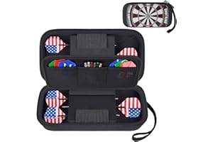 PAIYULE Dart Case Holder for 6 Soft or Steel Tip Darts Storage with Hard Foam Slots and Pockets for Plastic Tips, Shafts and Flights and Dart Accessories (Box Only)-Black