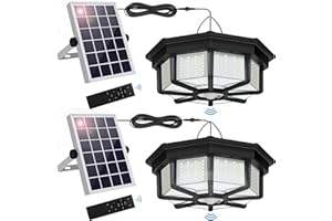 AEQ Solar Shed Light Indoor Outdoor 288LED 360°Lighting Solar Lights Work in Daytime with Remote Control, Waterproof Solar Gazebo Lights with Motion Sensor/5 Modes for Home Shed Garage Barn