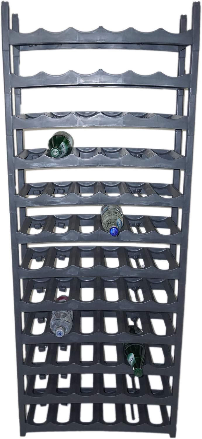 Novaliv Weinregal für 72 Flaschen | Flaschenregal grau | aus stabilem Kunststoff (Anthrazit, 12)