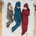 Hug Sleep Hooded Sleep Pod for Kids, Wearable Blanket for 7-10 Year Old Girl or Boy, Weighted Blanket Alt, Seen on Shark Tank, Cooling Sensory, Machine Washable Cozy Blankets, Grey