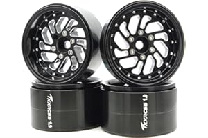TxxRcss RC 1.9 Inch Beadlock Wheels Offsets -8.5mm Rims Hex 12mm Aluminum Wheel for TRX4 TRX6 SCX10 Gen8 1/10 RC Crawler Remote Control Car Upgrades Accessories (Black)