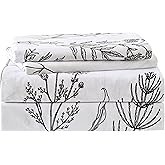 Yibeizi Floral Printed Sheet Set King, Boho Botanical Rustic Pattern Bed Sheets Microfiber Bedding Sheets & Pillowcases Soft 15