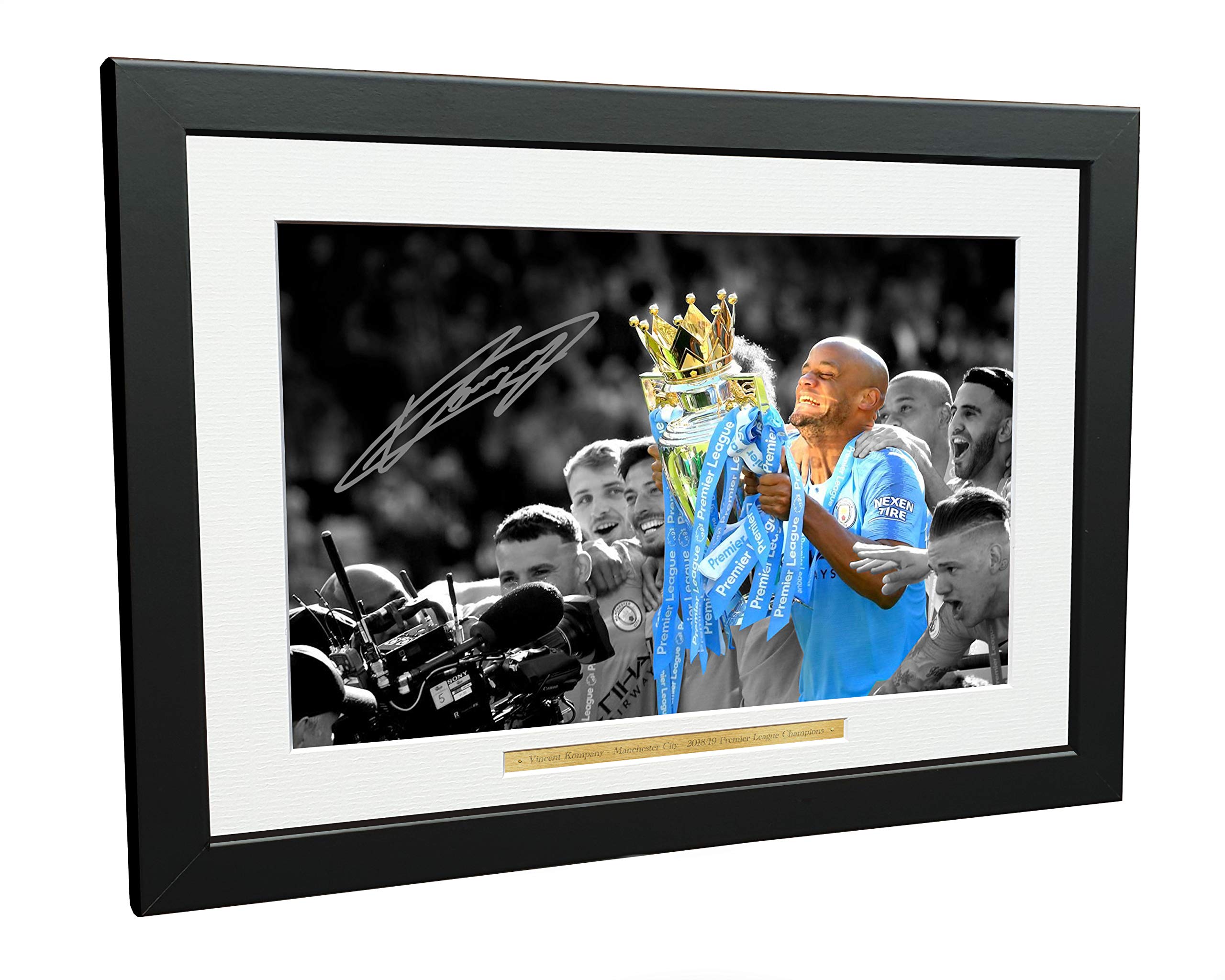 12x8 A4 Signed Vincent Kompany"PREMIER LEAGUE CHAMPIONS" Manchester City Autographed Photo Photograph Picture Frame Football Soccer Poster Gift