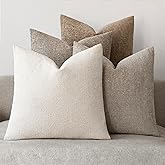 EIHU HOME 18x18 Chenille Throw Pillow Covers, Pack of 4, Neutral Beige/Coffee Series