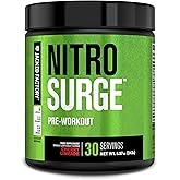 Jacked Factory NITROSURGE Pre Workout Supplement - Endless Energy, Instant Strength Gains, Clear Focus, Intense Pumps - NO Booster & Preworkout Powder with Beta Alanine - 30 Servings, Cherry Limeade