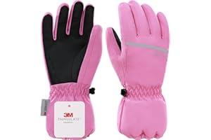 KUTOOK Kids Ski Gloves Waterproof Children Winter Warm Gloves 3M Thinsulate Snow Glove for Boys & Girls Skiing Snowboarding