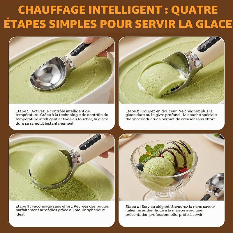 Cuillère à Crème Glacée Chauffante Électrique