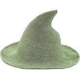 Bestjybt Women Halloween Witch Hat Wool Knitted Cap for Party Masquerade Cosplay Costume Accessory Daily