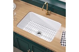 Miuara White Undermount Kitchen Sink 27 Inch - Topmount Fireclay Drop In Sink 27"x19"x10", Dual Mount Heavy Duty Deep Single Bowl, w 2 Accessories, Glossy White, for Kitchen & Laundry & Small Space
