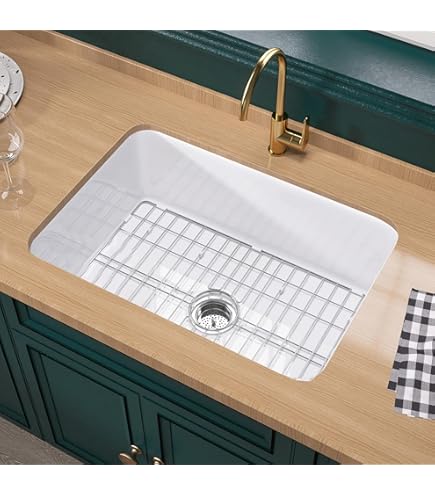 DeerValley Undermount Kitchen Sink 27 inch, White Fireclay