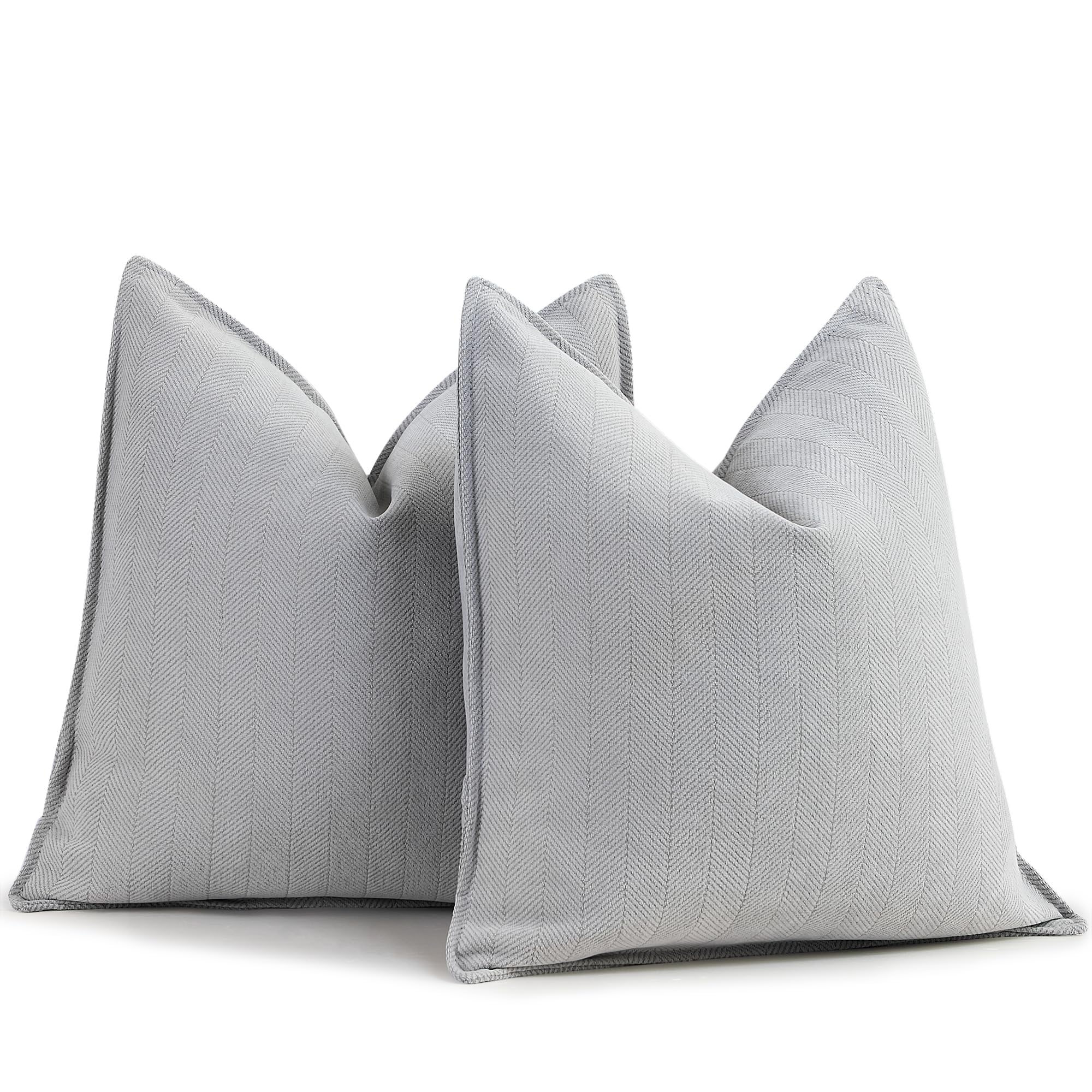 Photo 1 of ZWJD Light Gray Pillow Covers 22x22 Set of 2 Chenille Throw Pillow Covers with Elegant Design Soft and Luxurious Decorative Throw Pillows for Couch, Bed, and Home Decor