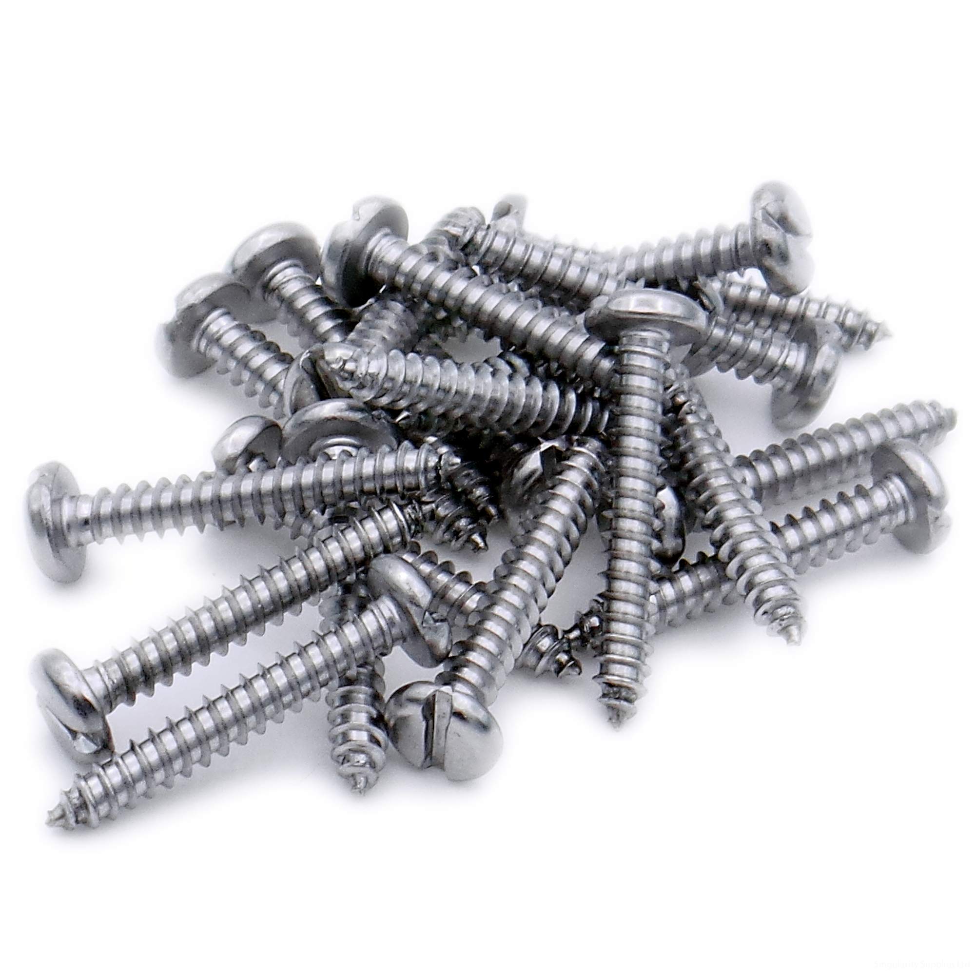 No.14 x 0.625 (6.3mm x 16mm) Slot Pan Self-Tapping Screw - Stainless Steel (A2) (Pack of 20)