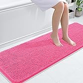OLANLY Bathroom Rugs 59x20, Extra Soft Absorbent Chenille Bath Rugs, Rubber Backing Quick Dry, Machine Washable Bath Mats for Bathroom Floor, Tub and Shower, Home Decor Accessories, Hot Pink
