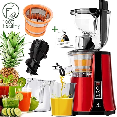 KESSER® Slow Juicer Entsafter Edelstahl | Saftpresse Obstpresse | 500 Watt | XXL-Einfüllöffnung | Vor-und Rücklauf | 81mm Ein
