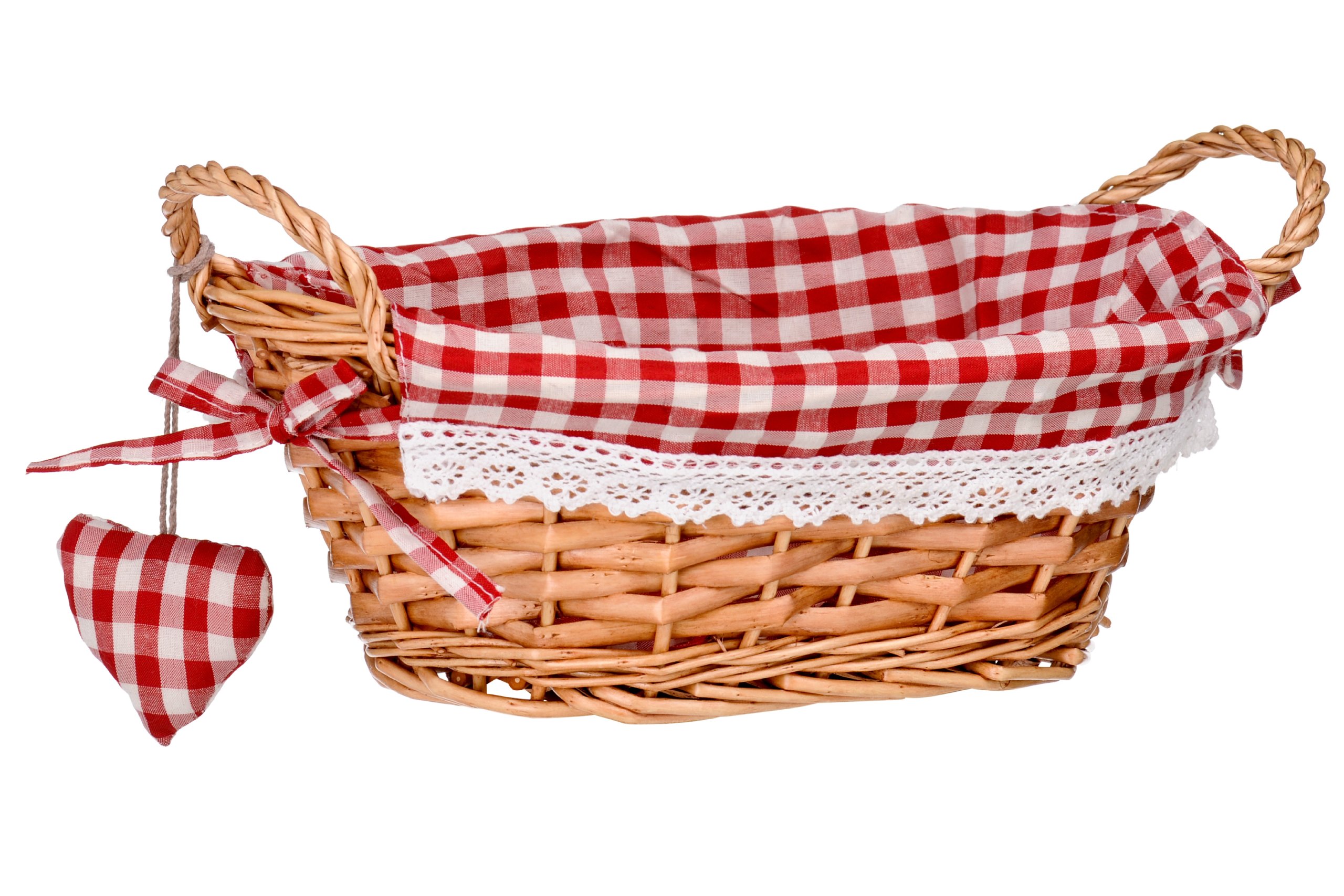 Premier Housewares Bread Basket with Red Gingham Lining | Decorative Oval Serving Basket with Dual Handles | Perfect for Keeping Bread Fresh and Stylish in Your Kitchen