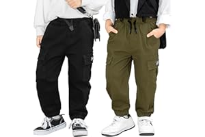 MINI PANDA Toddler Boy Pants, Little Boys 2-Pack Pull On Pants