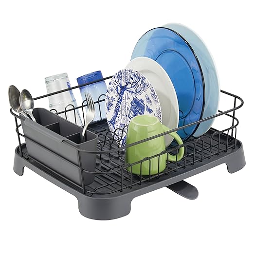 mDesign Large Kitchen Countertop, Sink Dish Drying Rack