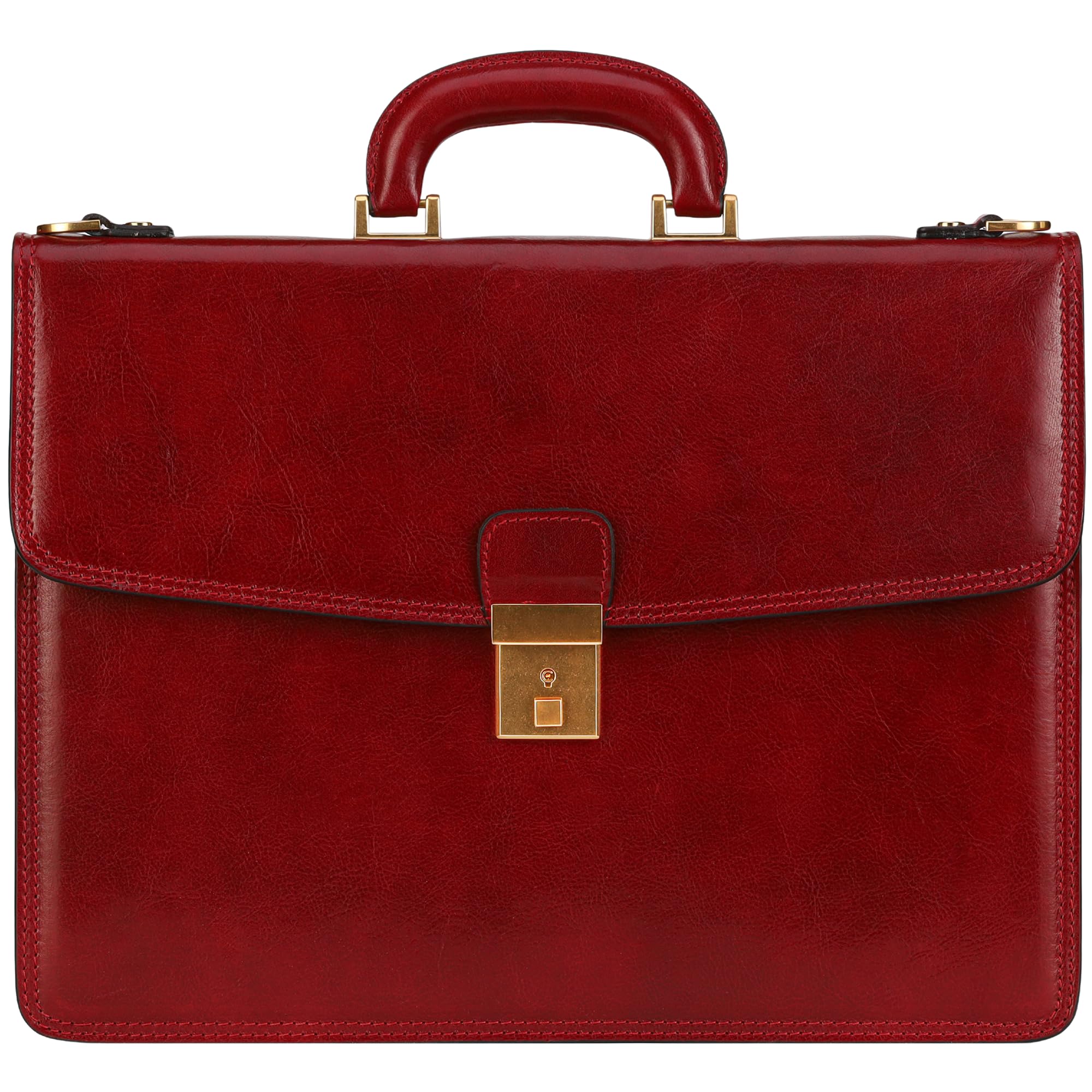 Time Resistance Leather Briefcase Full Grain Leather Attache Case Handmade Red Laptop Bag