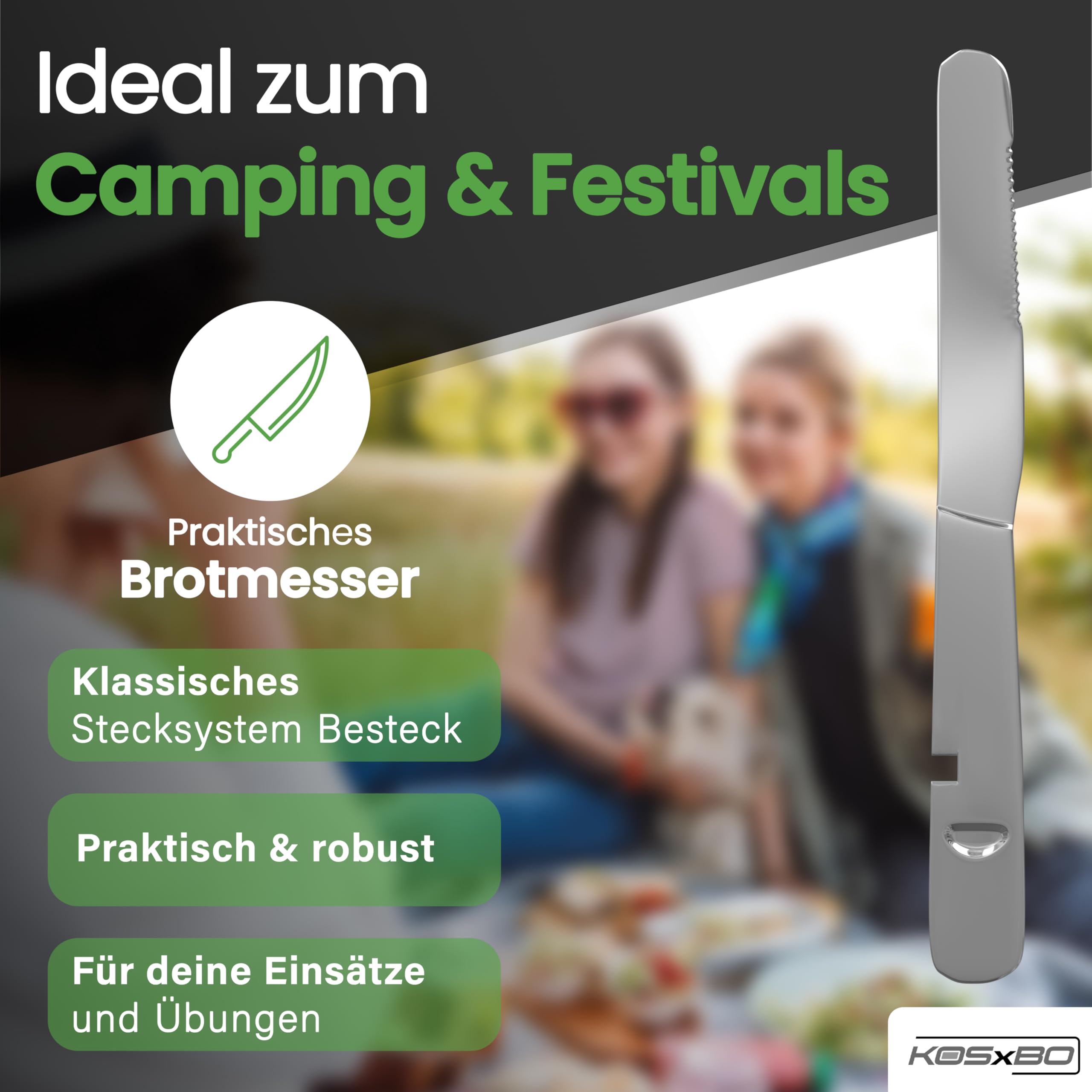 BUNDESWEHR EDELSTAHL BESTECK CAMPINGBESTECK 4-TEILIG CAMPING BESTECKSET ALS ESSBESTECK FESTIVAL OUTDOOR BESTECK 8