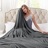 DANGTOP Cooling Blankets for Hot Sleepers, 100% Rayon Lightweight Breathable Summer Blanket Absorbs Body Heat to Keep Cool on Warm Night(79x91 inches, Dark Grey)