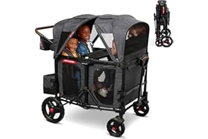 Radio Flyer Voya XT Baby Stroller Wagon – Outdoor Play Rolling Cart & Beach Cart with Wheels, Quad Stroller Wagon for Kids, Gray, for Ages 6+ Months