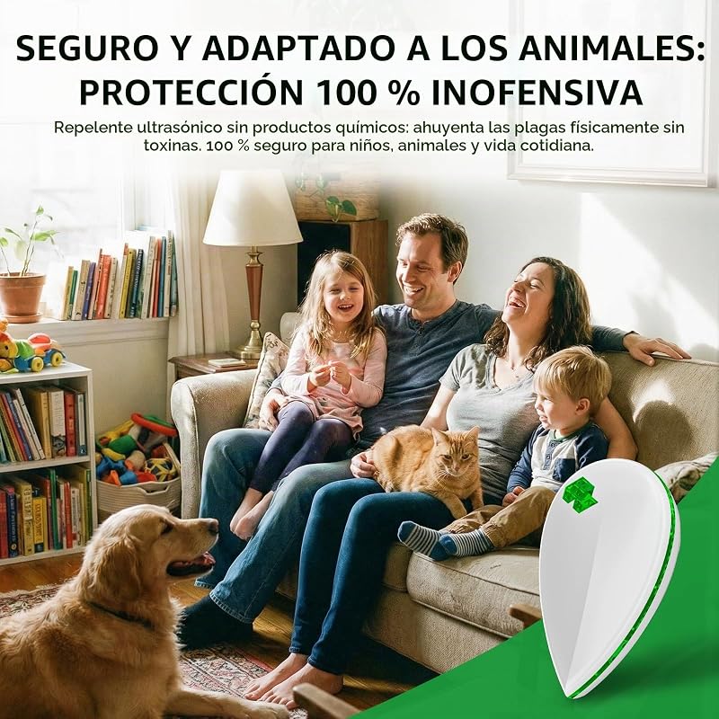 6 Pack Antimosquitos Electrónico Repelente Ultrasónico de Plagas - Repelente Mosquitos Ultrasónico 3 Modes Anti Cucarachas, Moscas,Ratones,Arañas,100% Inofensivo para Mascotas y Humanos