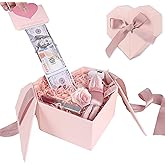 Money Box for Cash Gift Pull Pink - Money Gift Box for Cash Gift Ideas-Love Box with Money Pull Out KIT & Automatic ON/Off String Light - Birthday Money Pull Box Surprise Money Box.