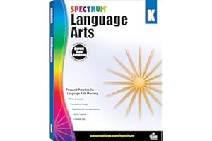 Spectrum Language Arts Kindergarten Workbooks, Phonics Book Covering Grammar, Parts of Speech, Sight Words Vocabulary, Writing Practice, and More, Classroom or Homeschool Curriculum