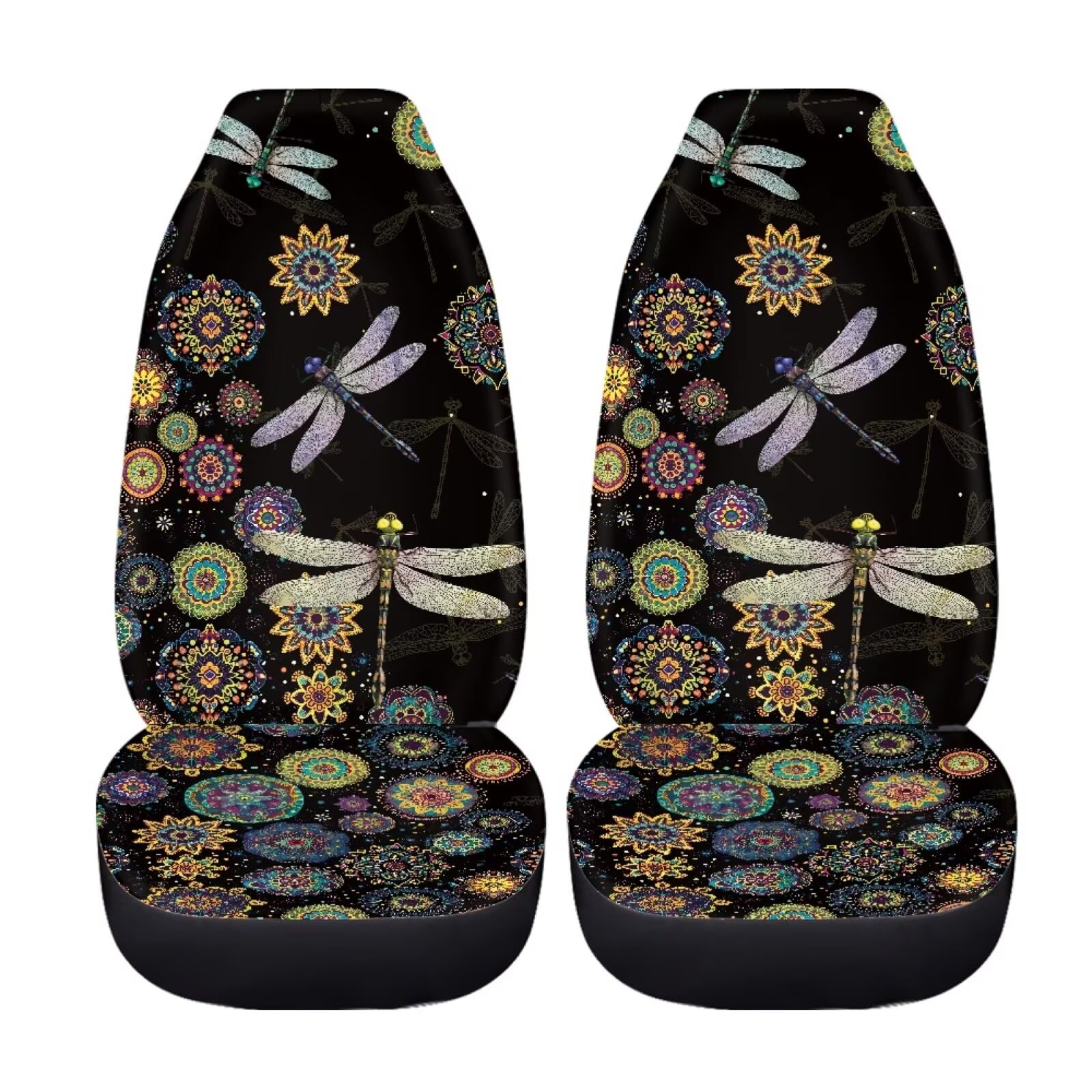 Photo 1 of FUIBENG Boho Car Seat Cover Decoration Accessory 2Pcs Bohemian Flower Dragonfly Car Seat Cover Front Seats Only,Anti Slip Vehicle Seat Cushion Universal Fit Most Vehicle