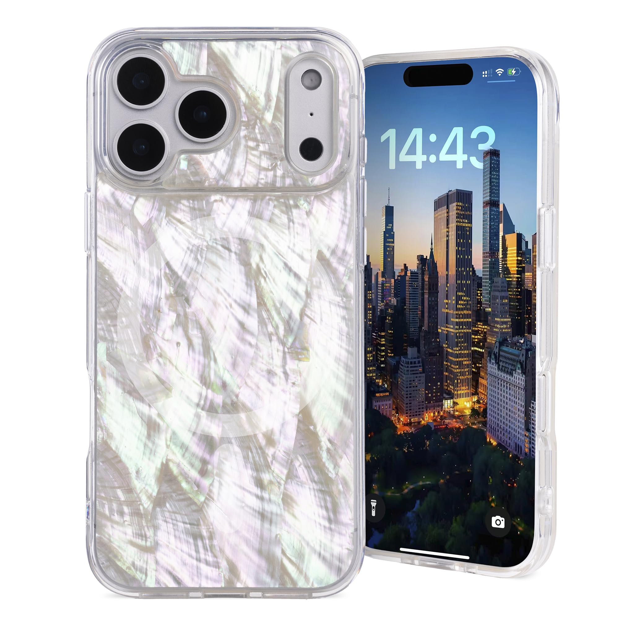 Photo 1 of XIMAND for iPhone 17 Pro Max Case Made with Unique Genuine Seashell, Durable | Stunning Gorgeous | Drop Protection | Luxury Aesthetic Cover. (Beige)