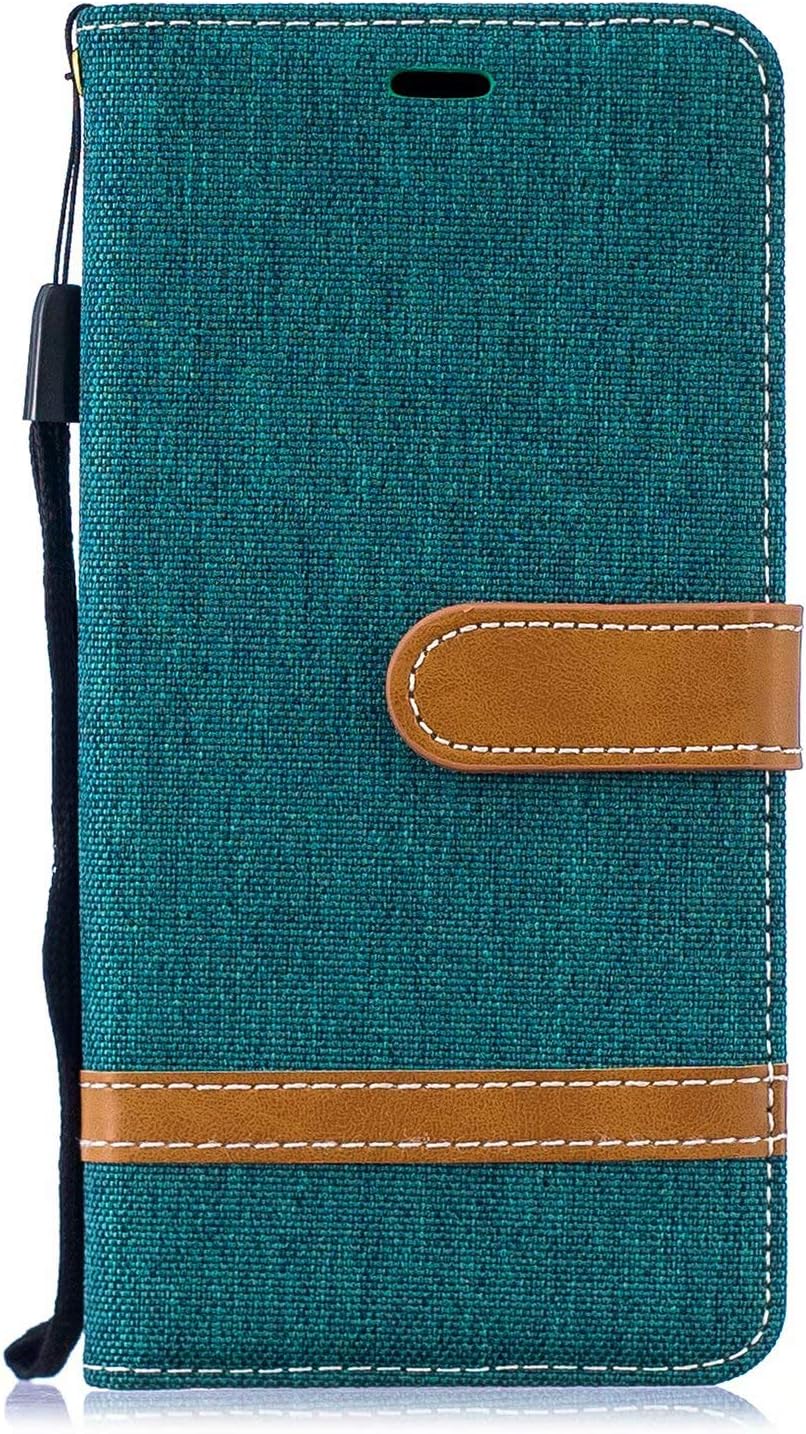 Vagenno Samsung Galaxy A70 Case,Splicing Shockproof PU Leather Flip Cover Notebook Wallet Case with Magnetic Closure Stand Card Holder ID Slot Folio Soft TPU Bumper Protective Skin,Dark green