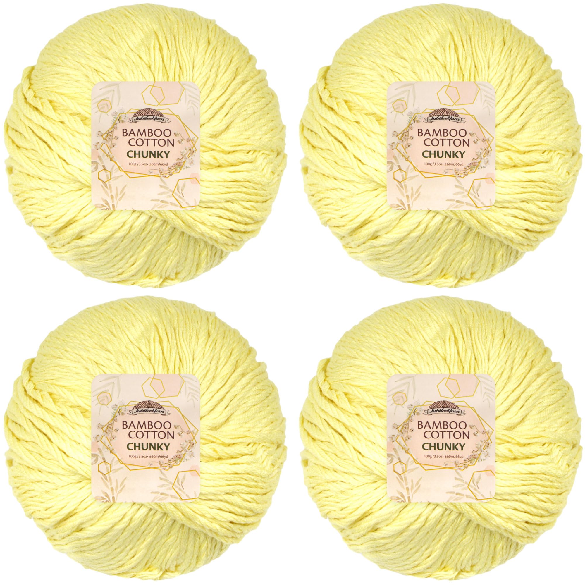JubileeYarn Bamboo Cotton Chunky Yarn - 100g/Ball - Eggnog - 4 Balls