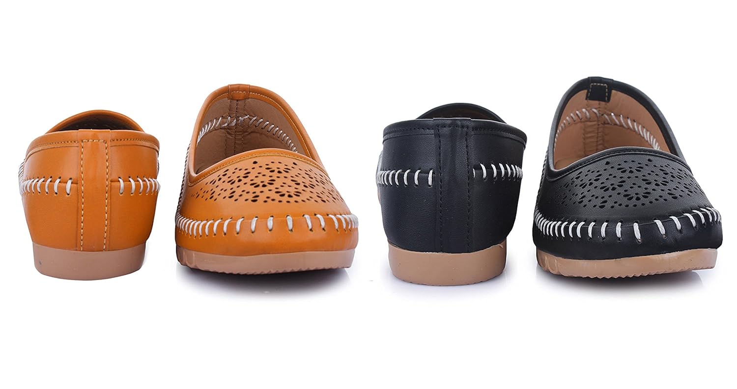 ziaula synthetic stylish laser cut bellies for woman (belly shoe) combo pack