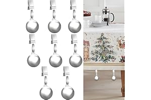 HENGI 8 Pack Heavy Duty Tablecloth Weights, Stainless Steel Balls with Metal Tablecloth Clips for Outdoor Tables, Curtains, Flag, Add 19.2oz Weights for Outdoor Picnic, Family Dinner Party