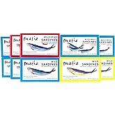 Matiz Sardines Variety Pack, Wild Caught Spanish Waters | 10 Tins | In Olive Oil, Sweet Piquillo Pepper, Spicy Piri Piri Pepper and Lemon Essence
