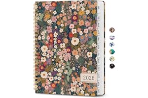 ZOTIA Hardcover 2026 Planner, Weekly and Monthly Calendar, Jan - Dec 2026 Planner Book with Tabs for Women, Inner Pocket, Spiral Bound, Perfect for Office/Home/School Supplies, Petals, A5, 6.3" x 8.5"