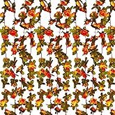 8Pcs 63Ft Orange Rose Garland, Fake Rose Hanging Flowers, Artificial Flower Vine, Hanging Floral Vine Garland for Wedding, Birthday Party, Wall Arch, Halloween, Christmas Garden Backdrop Decor